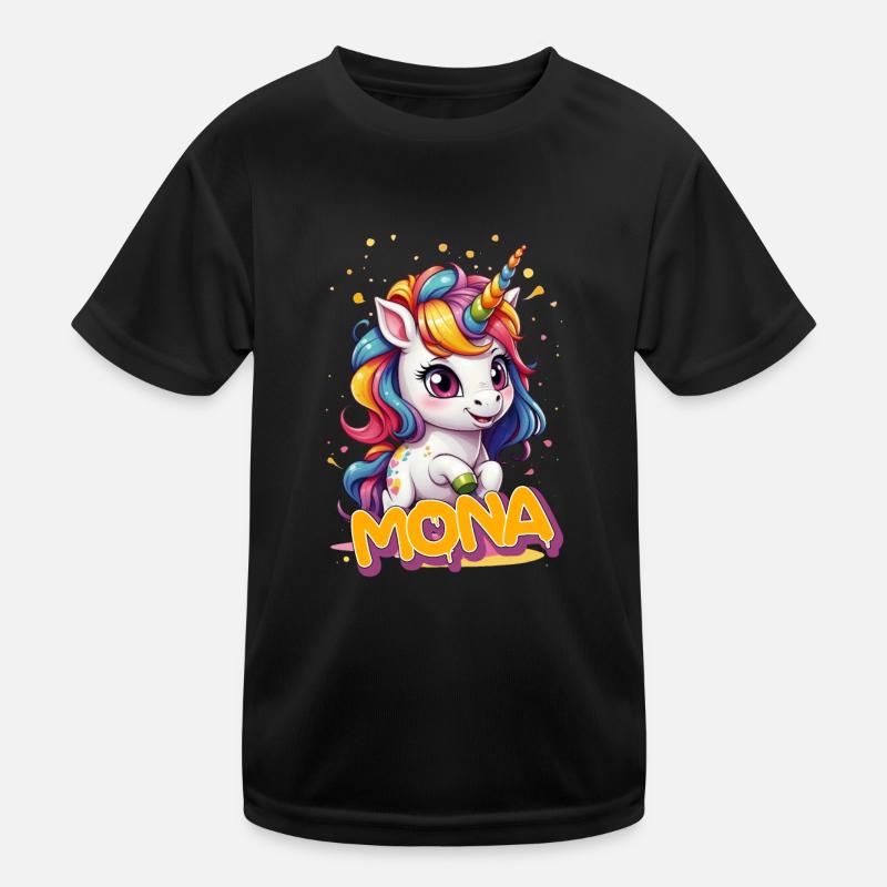 MONA - Schöner Mädchen Name mit süßem Einhorn Kinder Funktions-T-Shirt
