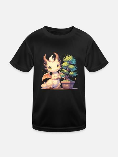 Dragon Bonsai Japanese Kawaii Dragon Kids - Kids Functional T-Shirt - black - Front