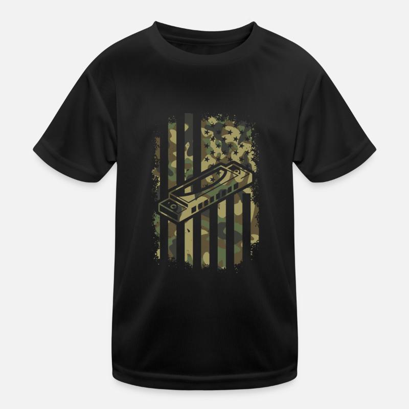 Harmonica US Flag Harmonica Musician Harmonica Pla Kinder Funktions-T-Shirt