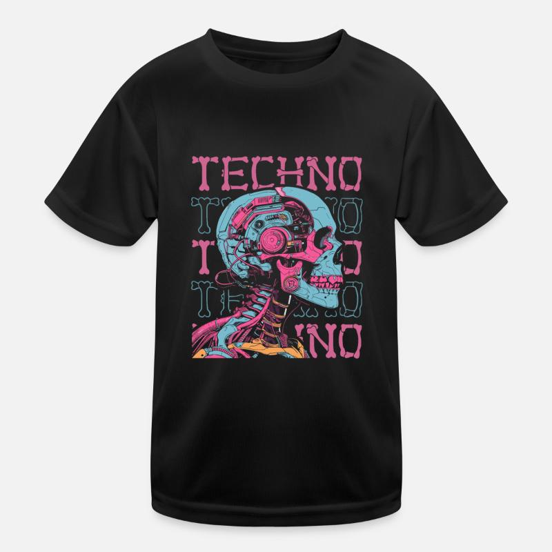 Techno Raver - Kinder Funktions-T-Shirt - Schwarz