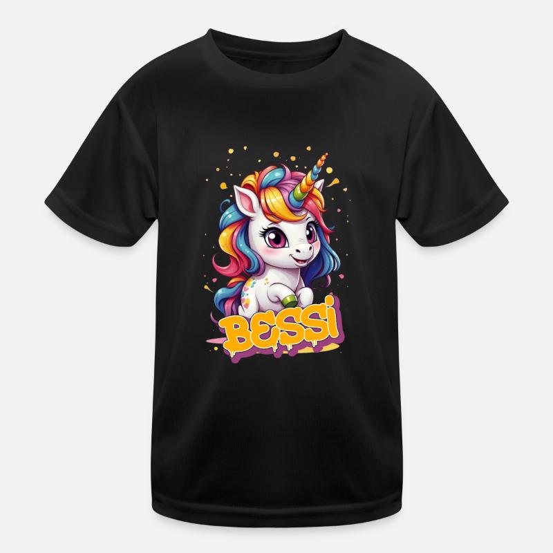 BESSI - Schöner Mädchen Name mit süßem Einhorn Kinder Funktions-T-Shirt