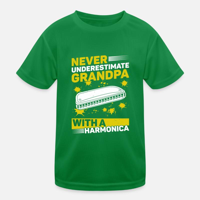 Never Underestimate Grandpa With A Harmonica Music Kinder Funktions-T-Shirt