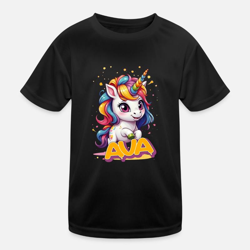 AVA - Schöner Mädchen Name mit süßem Einhorn Kinder Funktions-T-Shirt