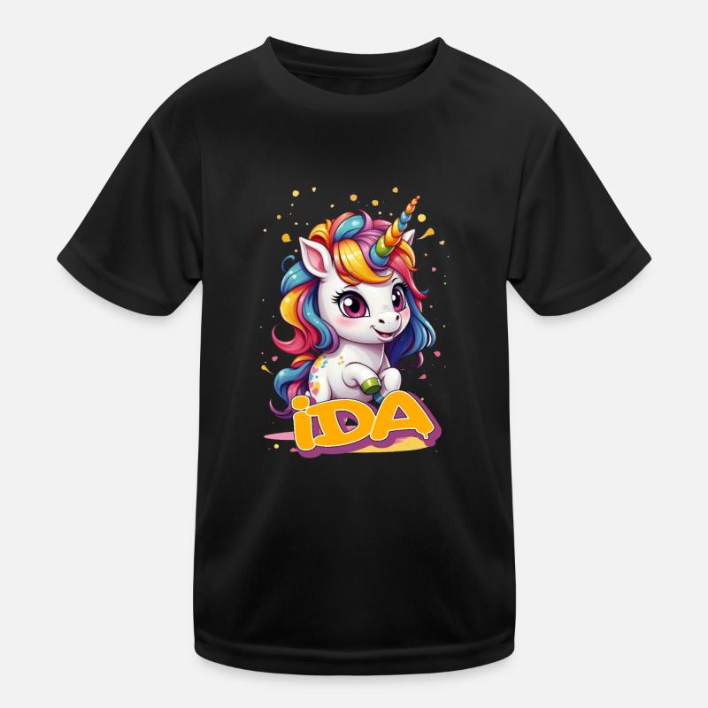 IDA - Schöner Mädchen Name mit süßem Einhorn Kinder Funktions-T-Shirt