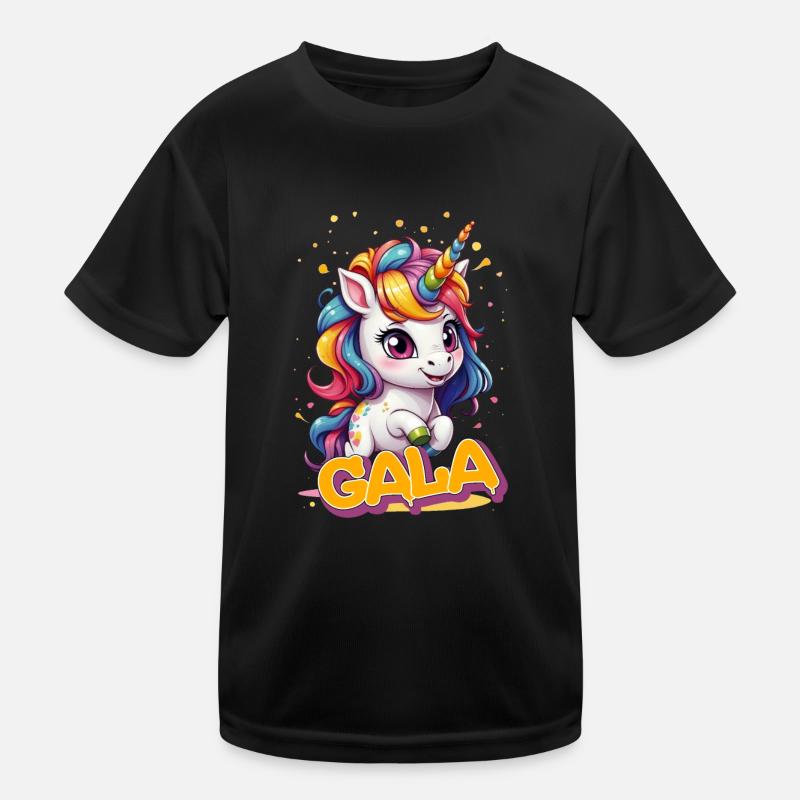 GALA - Schöner Mädchen Name mit süßem Einhorn Kinder Funktions-T-Shirt