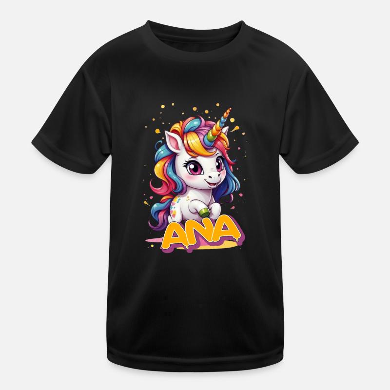 ANA - Schöner Mädchen Name mit süßem Einhorn Kinder Funktions-T-Shirt