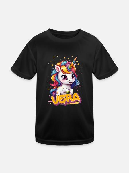 VERA - Beau prénom de fille avec une jolie licorne - T-shirt sport Enfant - noir - Devant