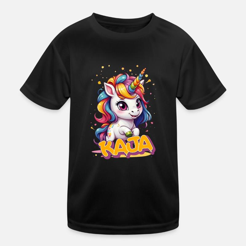 KAJA - Schöner Mädchen Name mit süßem Einhorn Kinder Funktions-T-Shirt