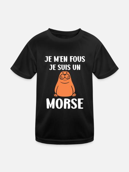 Animal humour Morse - T-shirt sport Enfant - noir - Devant