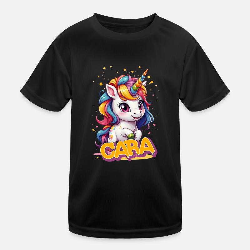CARA - Schöner Mädchen Name mit süßem Einhorn Kinder Funktions-T-Shirt