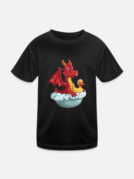 Dragon Bain Moussant Kawaii Dragon Enfants - T-shirt sport Enfant - noir - Devant