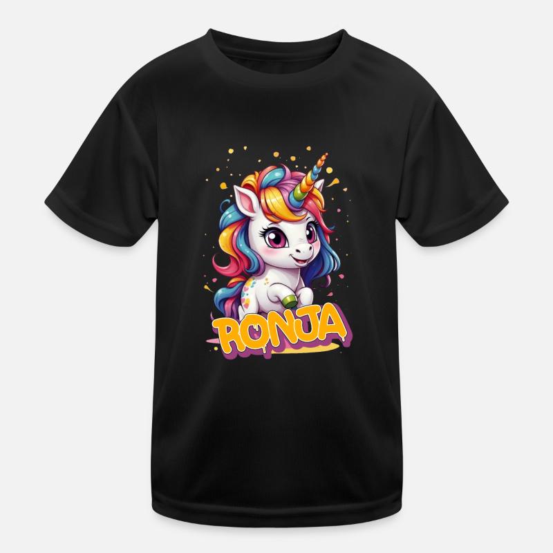 RONJA - Schöner Mädchen Name mit süßem Einhorn Kinder Funktions-T-Shirt