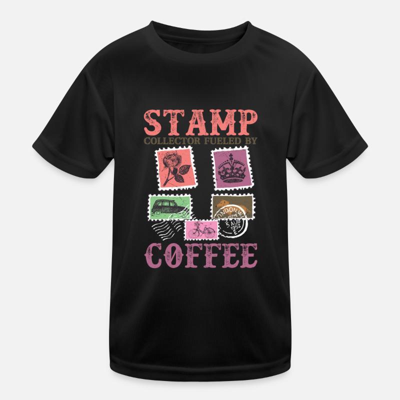Caffeinated Philatelist: Powered by Coffee & Stamp Kinder Funktions-T-Shirt