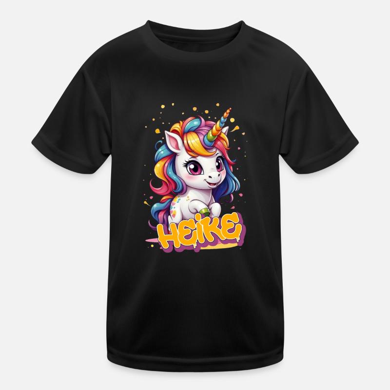 HEIKE - Schöner Mädchen Name mit süßem Einhorn Kinder Funktions-T-Shirt
