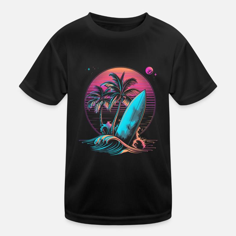 Surfing Retro Wave Surfer Gift Kids Functional T-Shirt