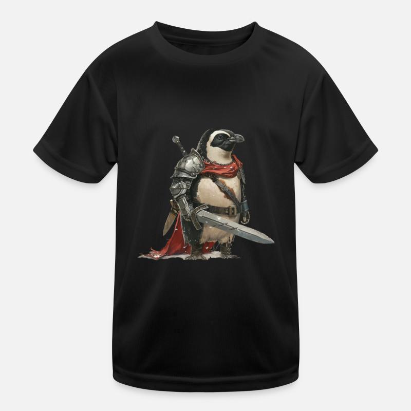 Pinguin Ritter Mittelalter Kinder Funktions-T-Shirt