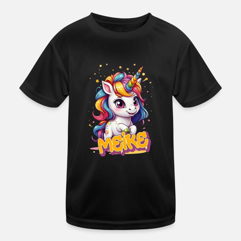MEIKE - Schöner Mädchen Name mit süßem Einhorn Kinder Funktions-T-Shirt