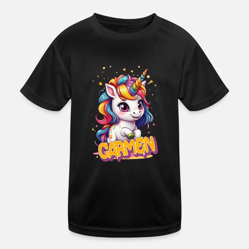 CARMEN - Schöner Mädchen Name mit süßem Einhorn Kinder Funktions-T-Shirt
