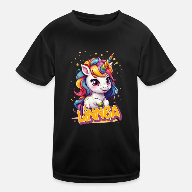 LINNEA - Schöner Mädchen Name mit süßem Einhorn Kinder Funktions-T-Shirt