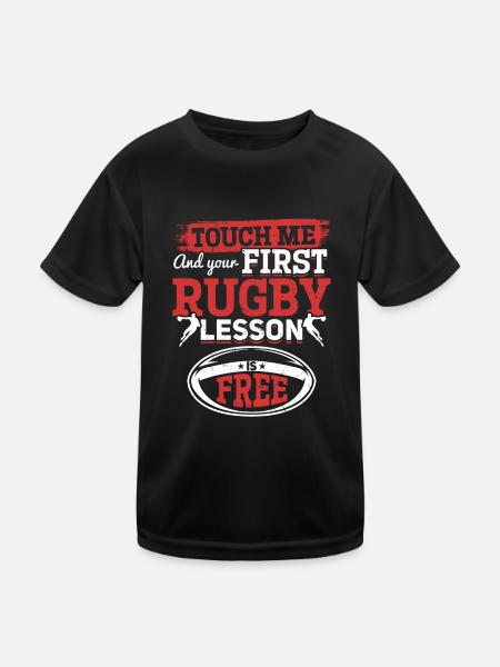 Touchez-moi et votre premier cours de rugby est gratuit - Fun - T-shirt sport Enfant - noir - Devant