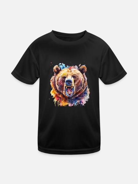 Grizzly Bear Brown Bear - Kids Functional T-Shirt - black - Front