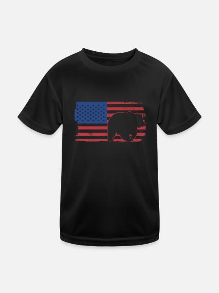 Grizzlybär Braunbär USA - Kinder Funktions-T-Shirt - Schwarz - Vorne