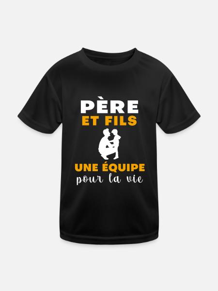 Père fils équipe pour la vie fête des pères - T-shirt sport Enfant - noir - Devant