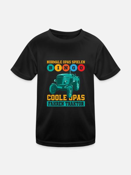 Coole Opas fahren Traktor Trecker Bauer - Kinder Funktions-T-Shirt - Schwarz