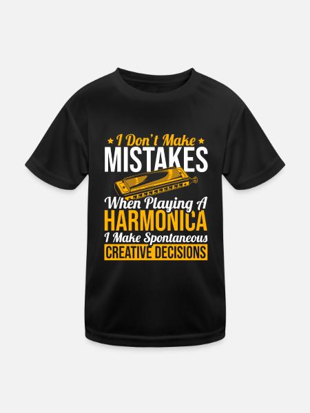 Playing Harmonica Gift - Kids Functional T-Shirt - black - Front