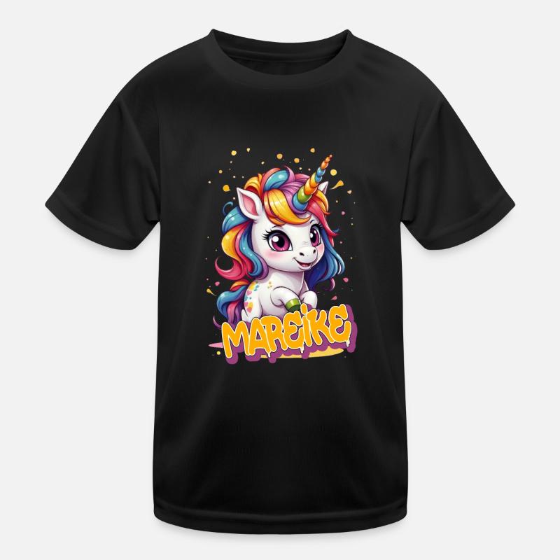 MAREIKE - Schöner Mädchen Name mit süßem Einhorn Kinder Funktions-T-Shirt