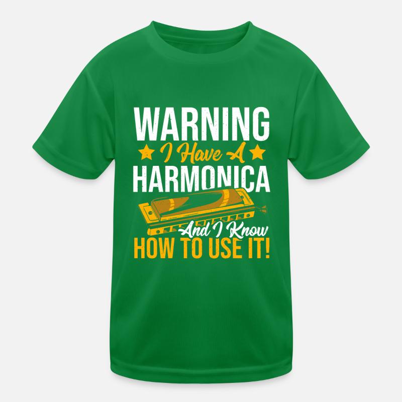 Playing Harmonica Gift Kids Functional T-Shirt