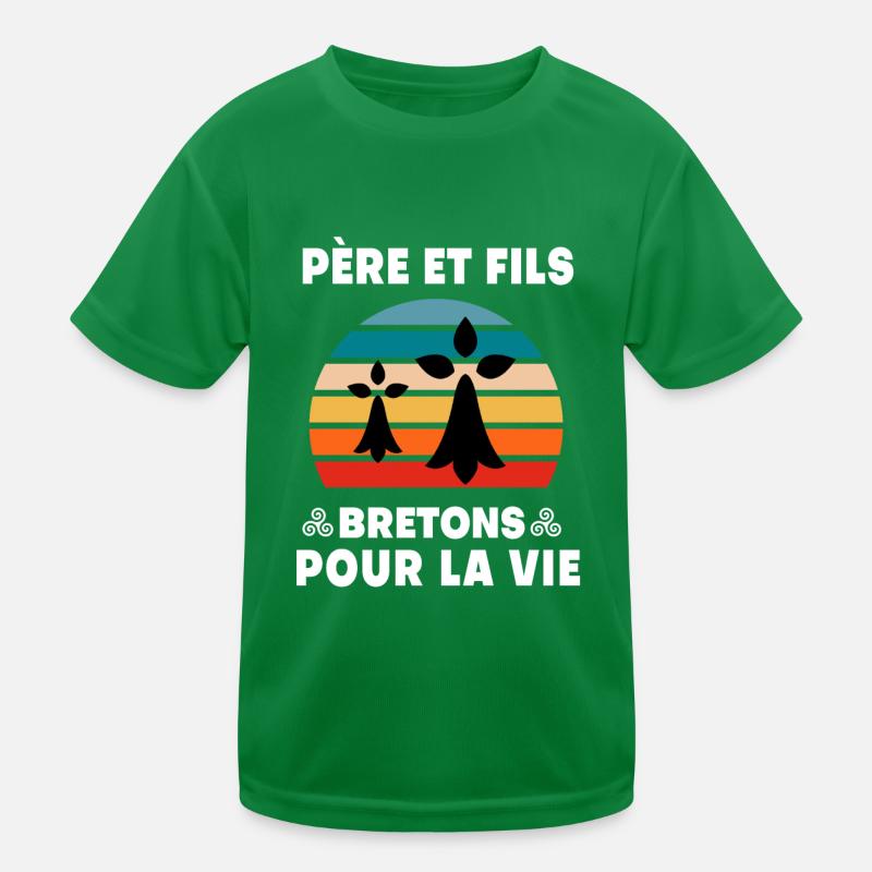 Father and Son Vintage Brittany Breton Dad Kids Functional T-Shirt