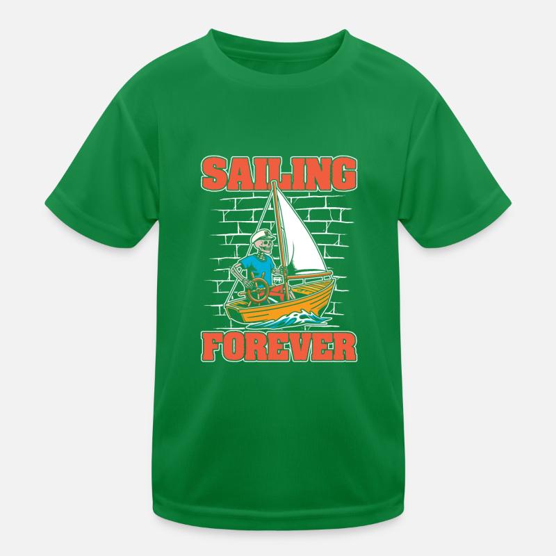 Sailing Sailor Sailboat Skeleton Kids Functional T-Shirt