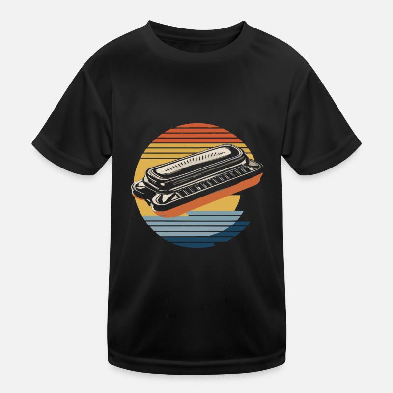 Harmonica Playing Gift Kids Functional T-Shirt
