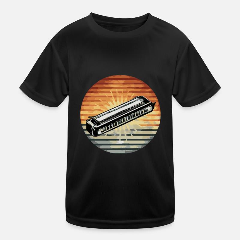 Harmonica Playing Gift Kids Functional T-Shirt