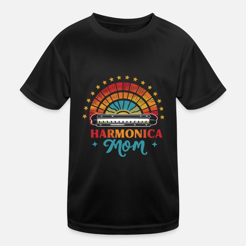 Harmonica Playing Gift Kids Functional T-Shirt