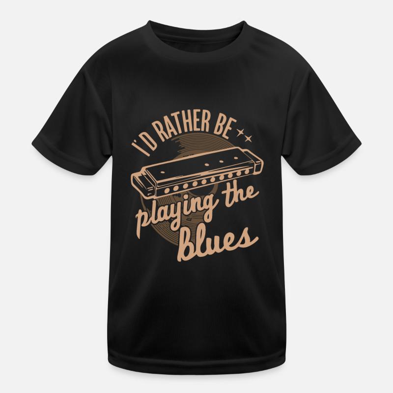 Harmonica Playing Gift Kids Functional T-Shirt