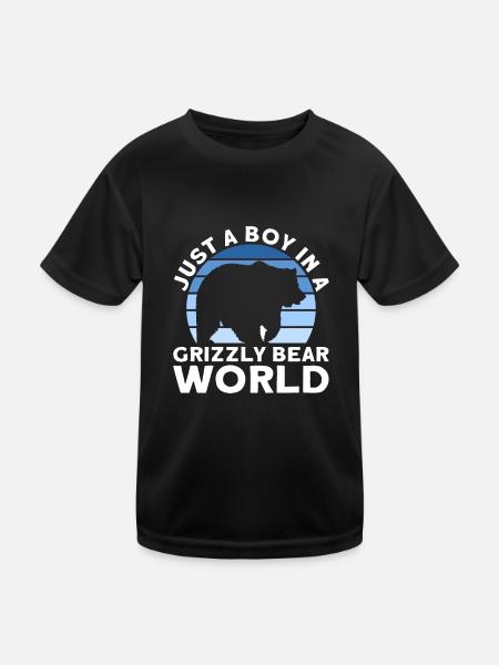 Grizzly Bear Garçon Enfants Ours Brun - T-shirt sport Enfant - noir - Devant