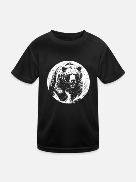 Grizzly Bear Brown Bear - Kids Functional T-Shirt - black - Front