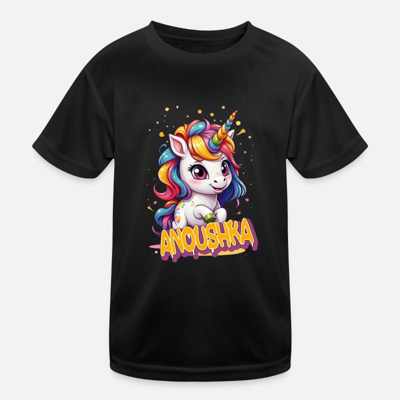 ANOUSHKA - Schöner Mädchen Name mit süßem Einhorn Kinder Funktions-T-Shirt