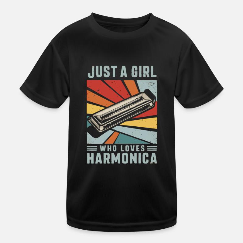 Harmonica Playing Gift Kids Functional T-Shirt