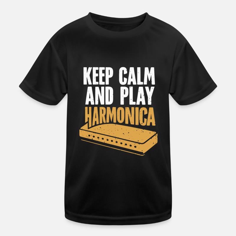Harmonica Playing Gift Kids Functional T-Shirt