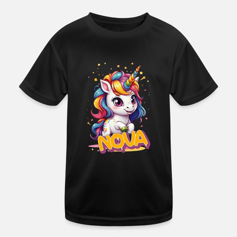 NOVA - Beautiful girl name with cute unicorn Kids Functional T-Shirt