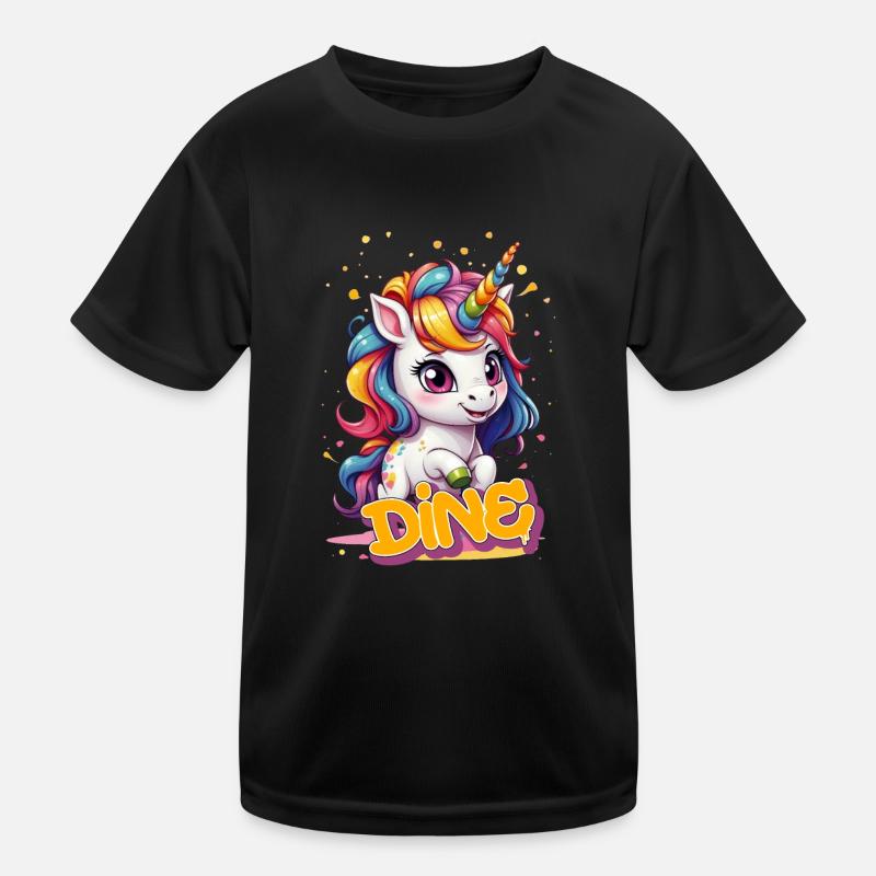 DINE - Schöner Mädchen Name mit süßem Einhorn Kinder Funktions-T-Shirt
