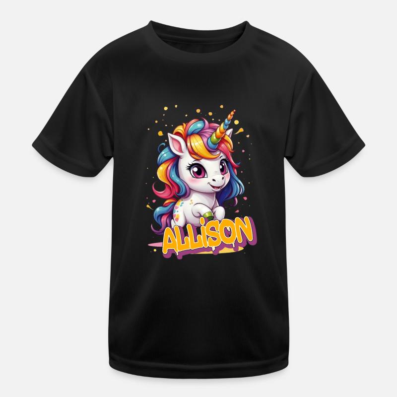 ALLISON - Schöner Mädchen Name mit süßem Einhorn Kinder Funktions-T-Shirt