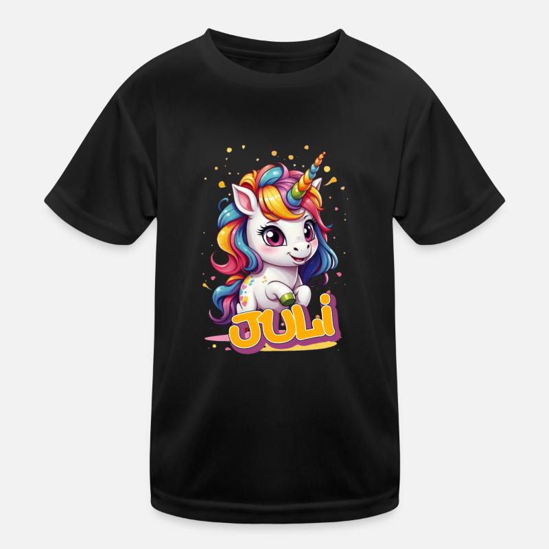 JULI - Schöner Mädchen Name mit süßem Einhorn Kinder Funktions-T-Shirt
