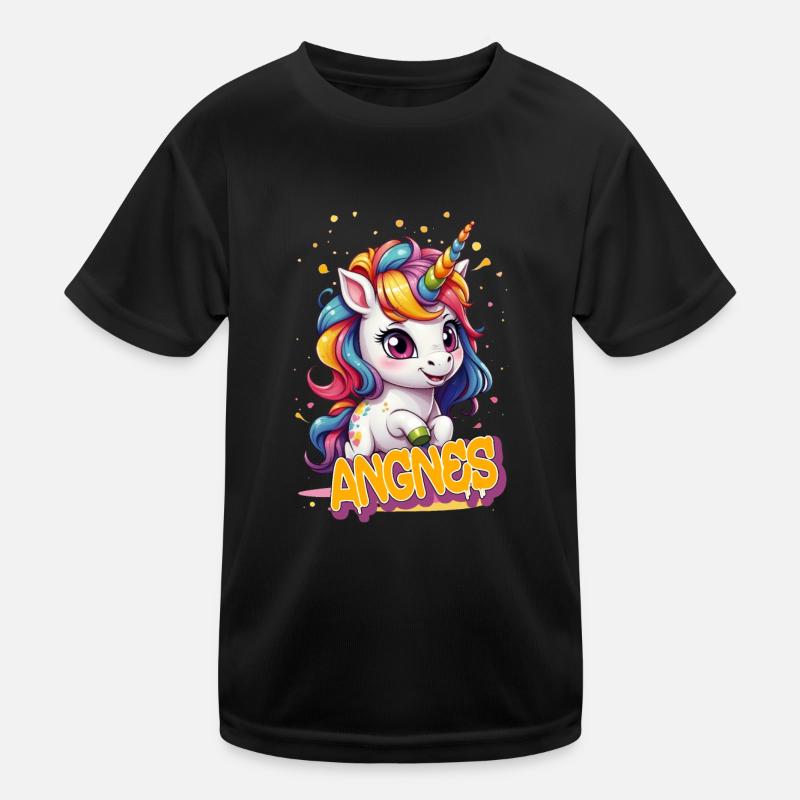 AGNES - Schöner Mädchen Name mit süßem Einhorn Kinder Funktions-T-Shirt