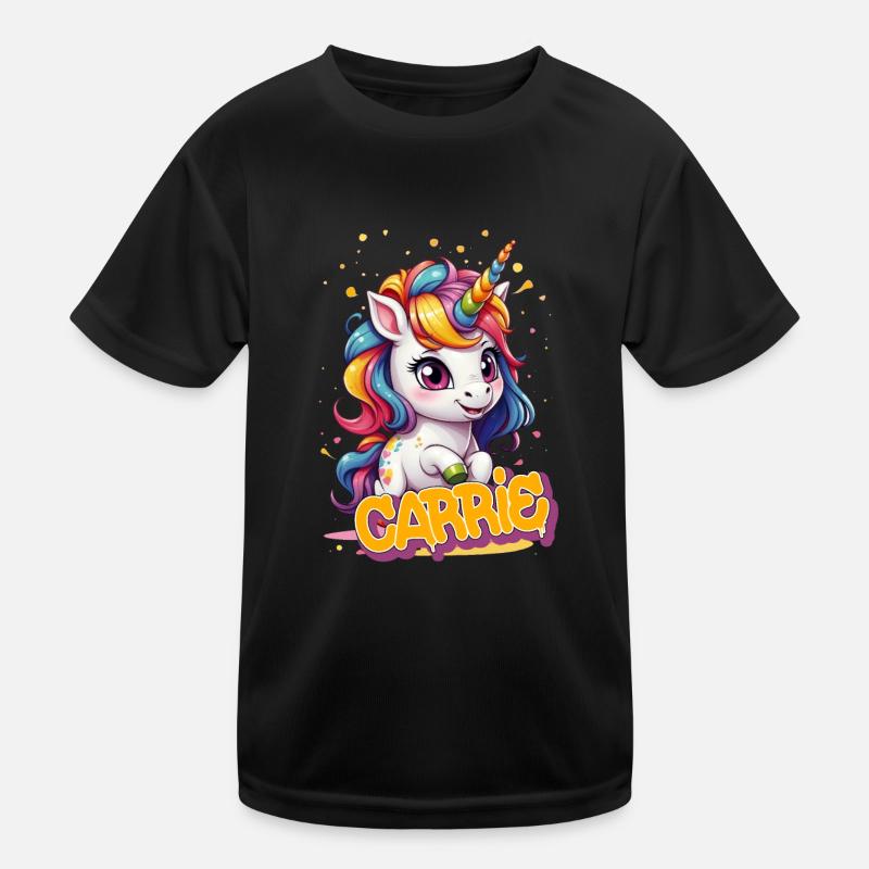 CARRIE - Schöner Mädchen Name mit süßem Einhorn Kinder Funktions-T-Shirt