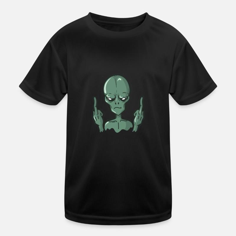 Alien shows middle finger Kids Functional T-Shirt