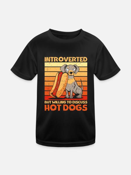 Hot Dog Adulte Rétro Introverti - T-shirt sport Enfant - noir - Devant